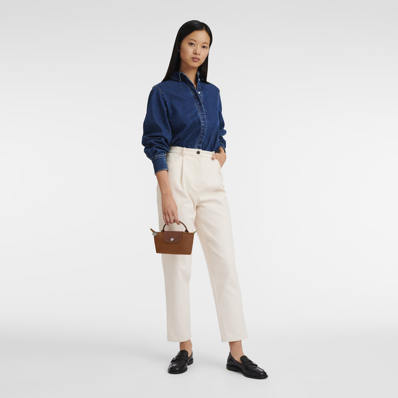 Le Pliage Green Pouch with handle Cognac - Image 2
