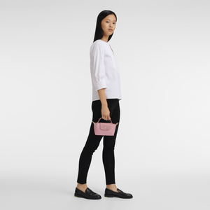Le Pliage Green Pouch with handle Petal Pink1 - Image 2