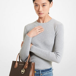 Mercer Medium Logo and Leather Accordion Crossbody Bag BROWN - Image 3
