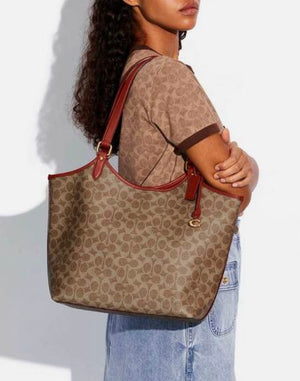 Coach Day Tote Bag in Signature Coated Canvas..