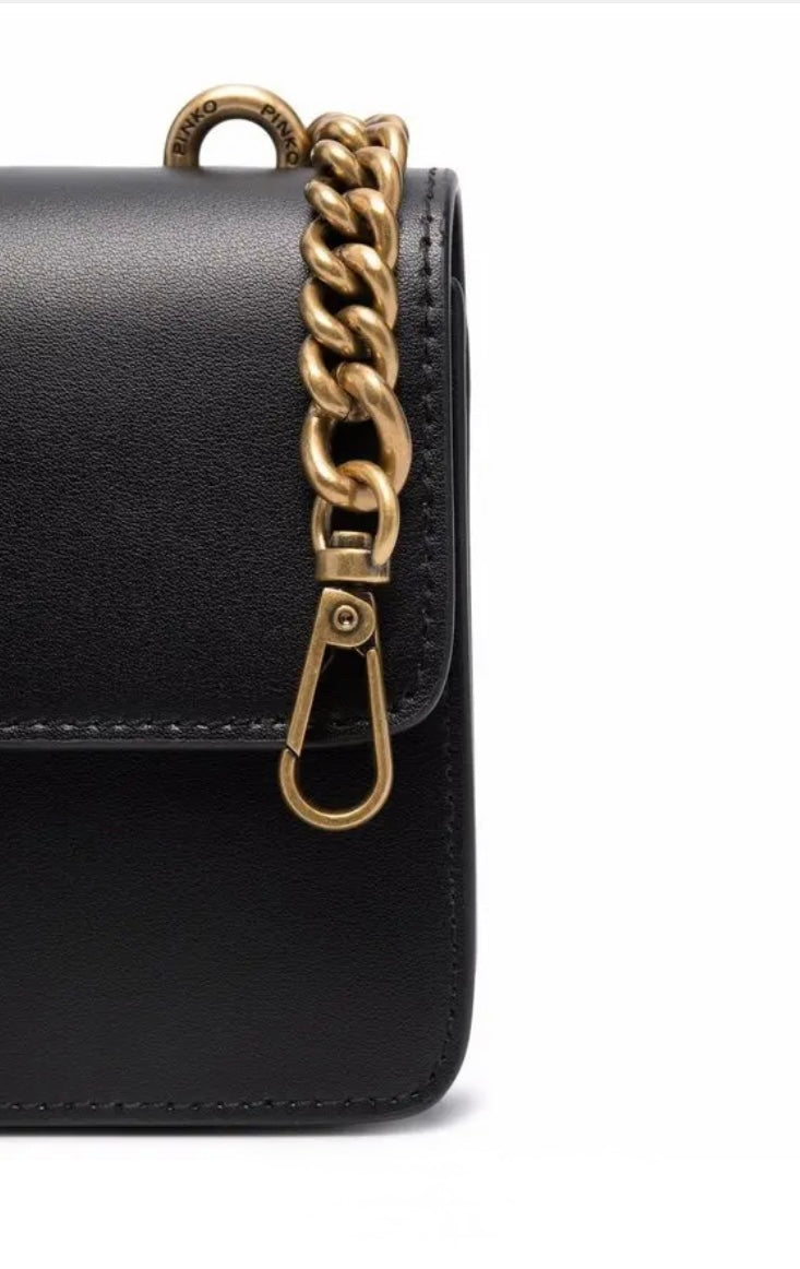 Pinko Love Mini Jewels bag in black leather