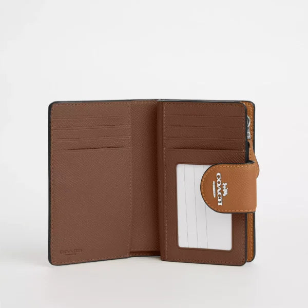 Coach Medium Corner Zip Wallet Silver/Light Saddle - Image 2