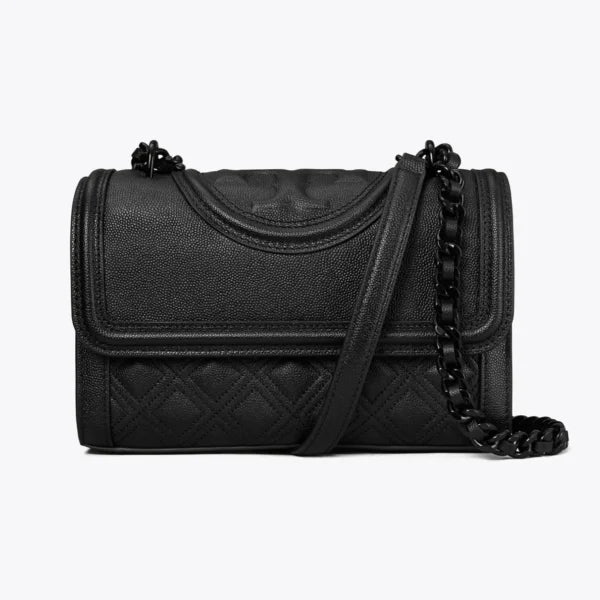 Tory Burch Fleming Convertible Shoulder Bag Polished-Grain Black - Image 2