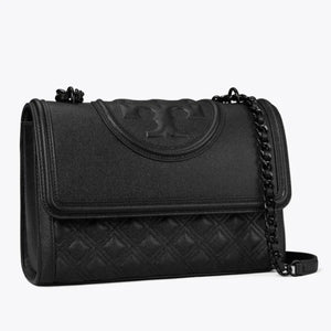 Tory Burch Fleming Convertible Shoulder Bag Polished-Grain Black - Image 3