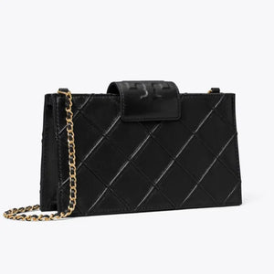 Tory Burch Mini Fleming Soft Chain Wallet Black - Image 2