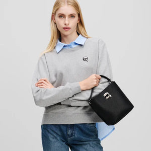 KARL LAGERFELD IKON PEBBLE BUCKET BAG Black - Image 2