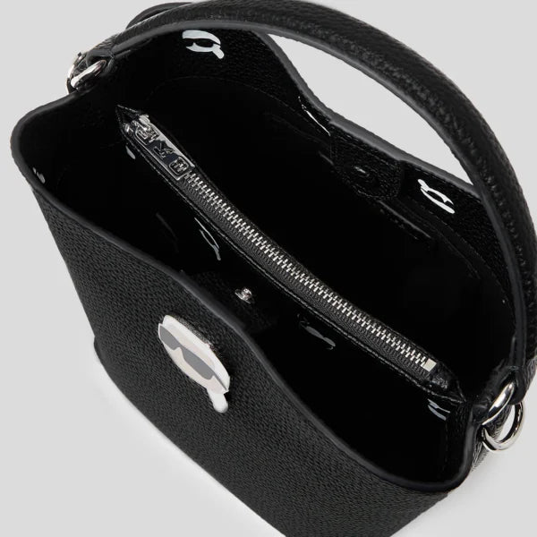 KARL LAGERFELD IKON PEBBLE BUCKET BAG Black - Image 5