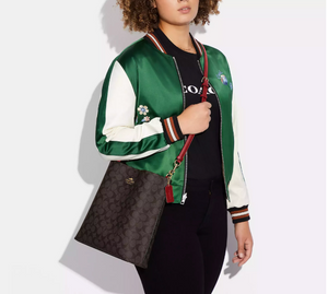 Mollie Bucket Bag 22 In Signature Canvas in Brown / Red - Image 2