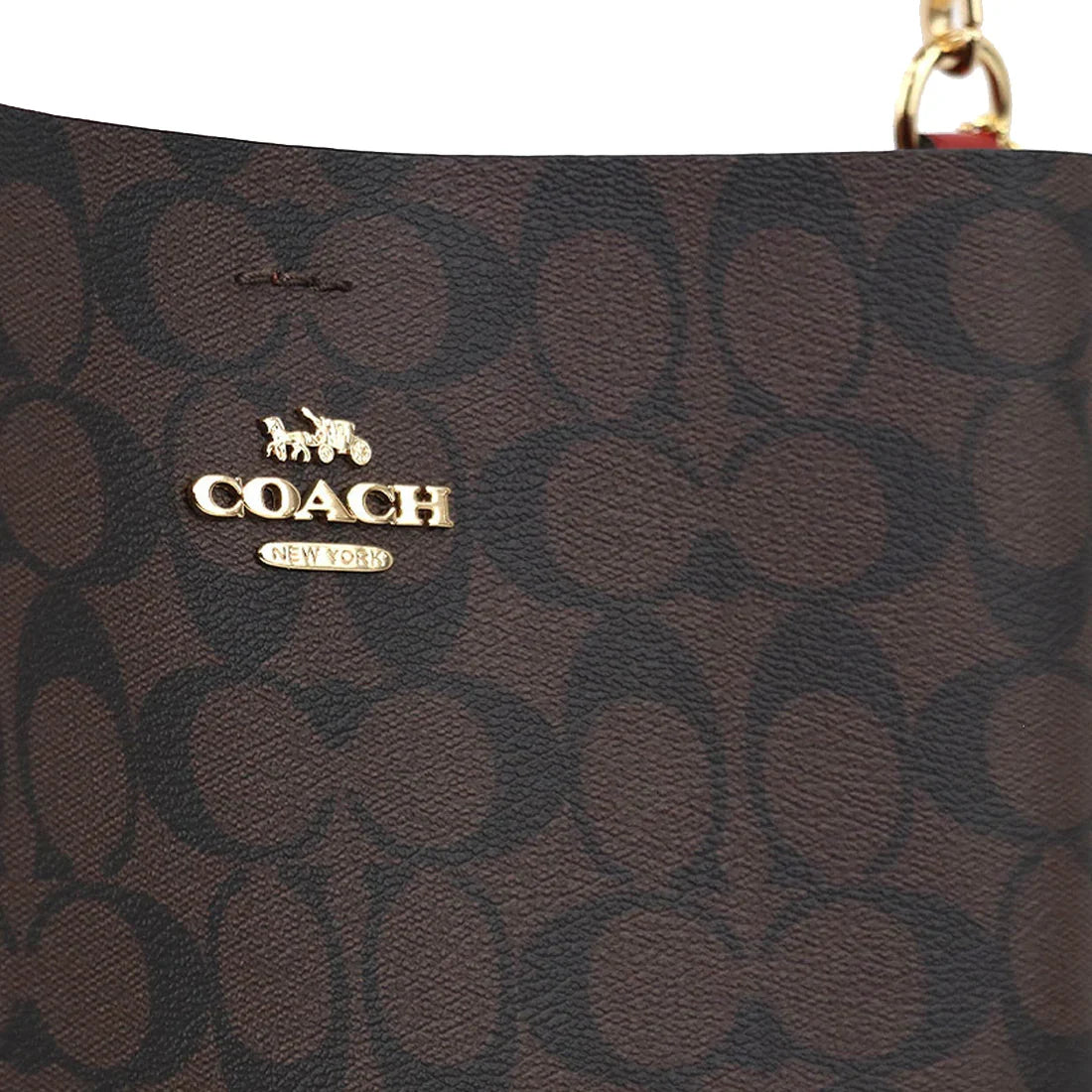 Mollie Bucket Bag 22 In Signature Canvas in Brown / Red - Image 7