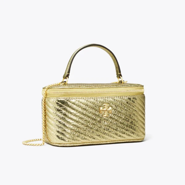 Tory Burch Kira Charm Diamond Quilt Vanity Case Gold - Image 2