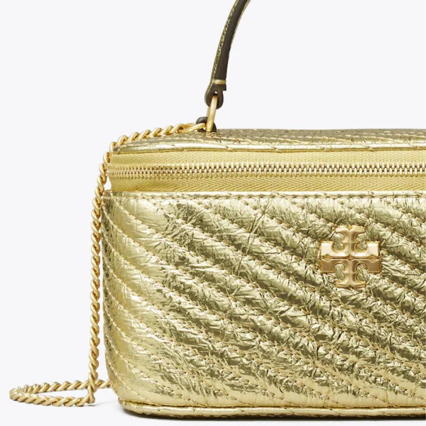 Tory Burch Kira Charm Diamond Quilt Vanity Case Gold - Image 3