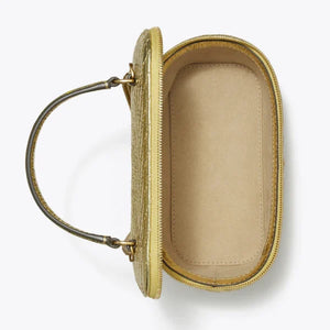 Tory Burch Kira Charm Diamond Quilt Vanity Case Gold - Image 4