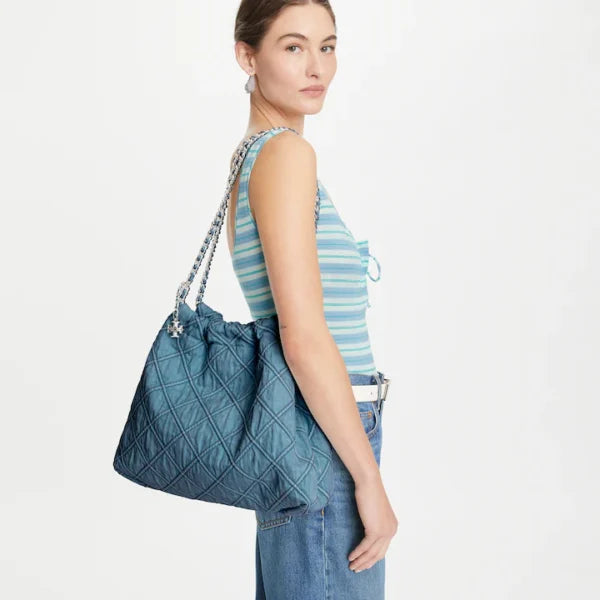 Tory Burch Fleming Hobo Denim - Image 6