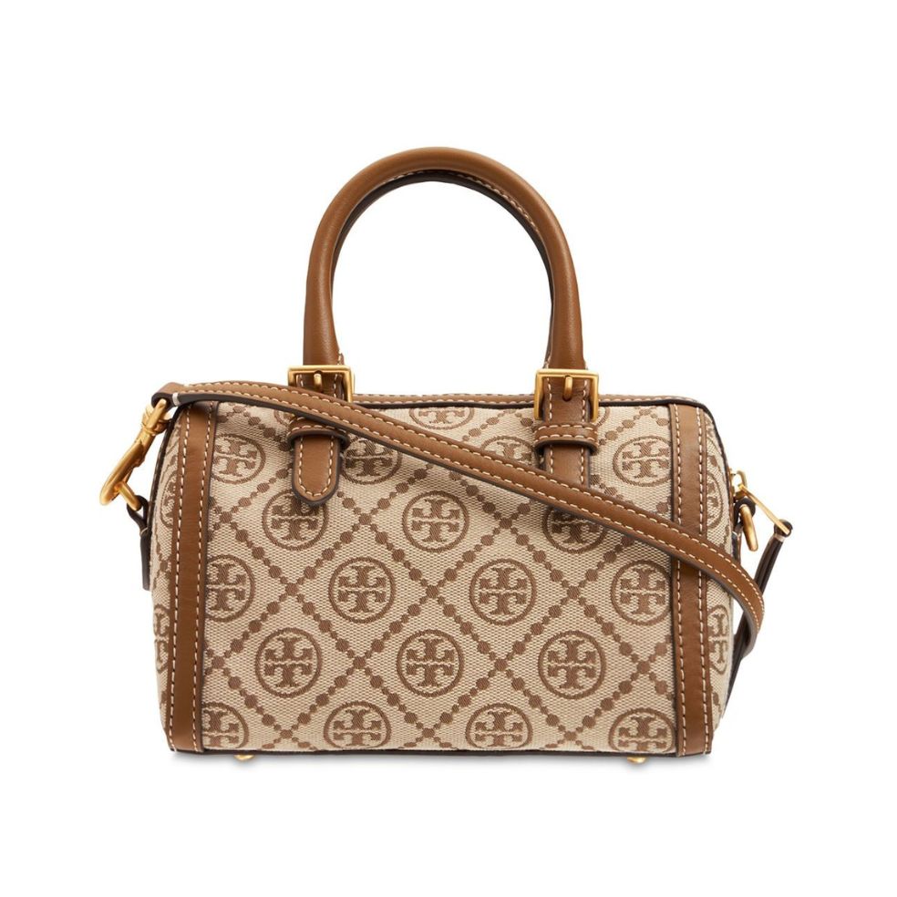 Tory Burch T Monogram Mini Jacquard Barrel Bag Beige - original Tory Burch - Dazz