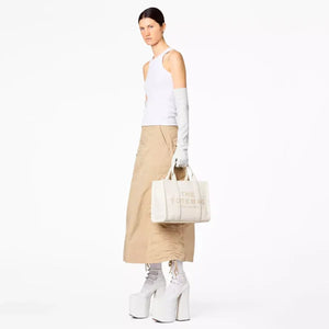 The Marc Jacobs Medium Tote Bag Leather Cotton Silver - Image 4