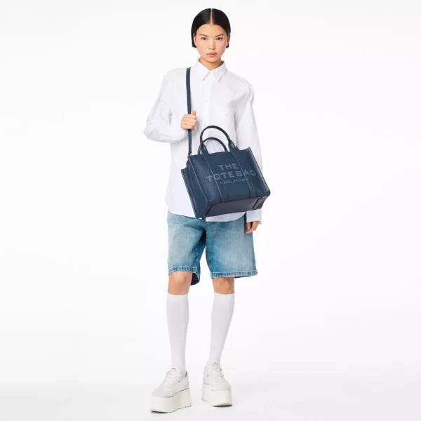 The Marc Jacobs Medium Tote Bag Leather Blue Sea - Image 2
