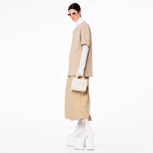 The Marc Jacobs Crossbody Tote Bag Leather Cotton Silver - Image 4