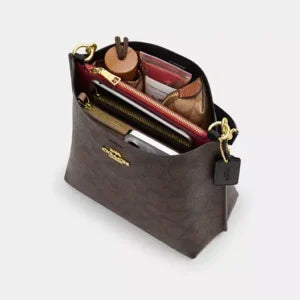 Coach Mollie Bucket Bag 22 In Signature Canvas Brown Black - Image 6