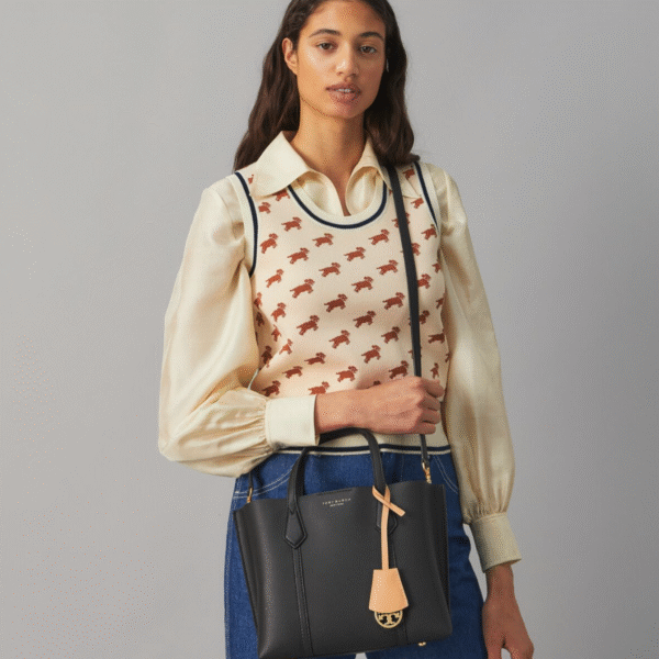 Tory Burch Small Perry Triple-compartment Tote Bag Black - Image 5