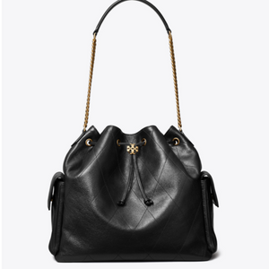 Tory Burch Large CHARLIE QUILTED DRAWSTRING SHOULDER BAG Black - Image 2