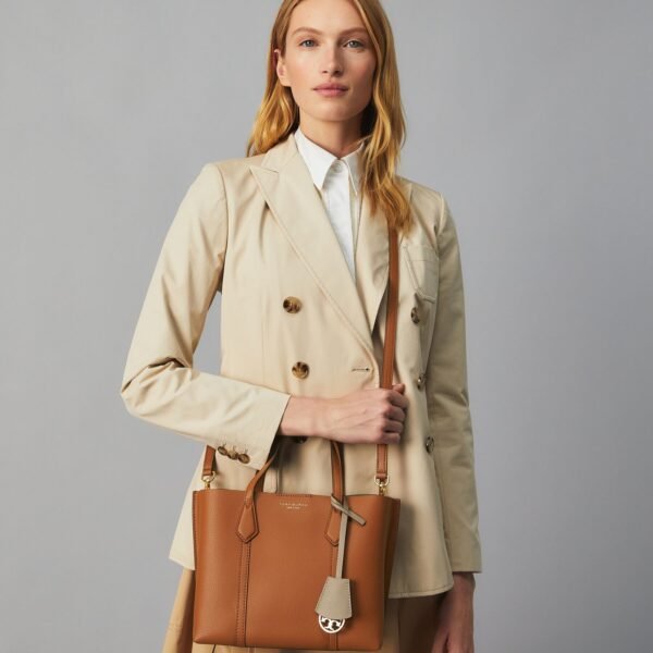 Tory Burch Small Perry Triple-compartment Tote Bag Light Umber - Image 5