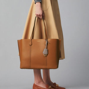 Tory Burch Perry Triple-compartment Tote Bag Light Umber - Image 5
