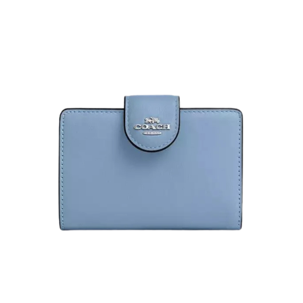 Coach Medium Corner Zip Wallet Silver/Chambray