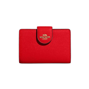 Coach Medium Corner Zip Wallet Gold/Scarlet Red