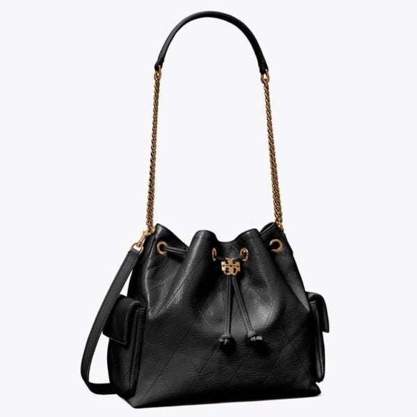 Tory Burch CHARLIE QUILTED DRAWSTRING SHOULDER BAG Black - Image 2