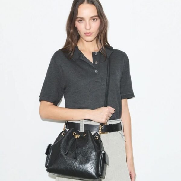 Tory Burch CHARLIE QUILTED DRAWSTRING SHOULDER BAG Black - Image 3
