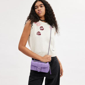 Tabby Shoulder Bag 20 With Quilting leather Purple - Image 5