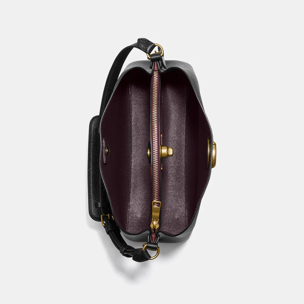 Coach Willow Shoulder Bag Leather Black - Image 4