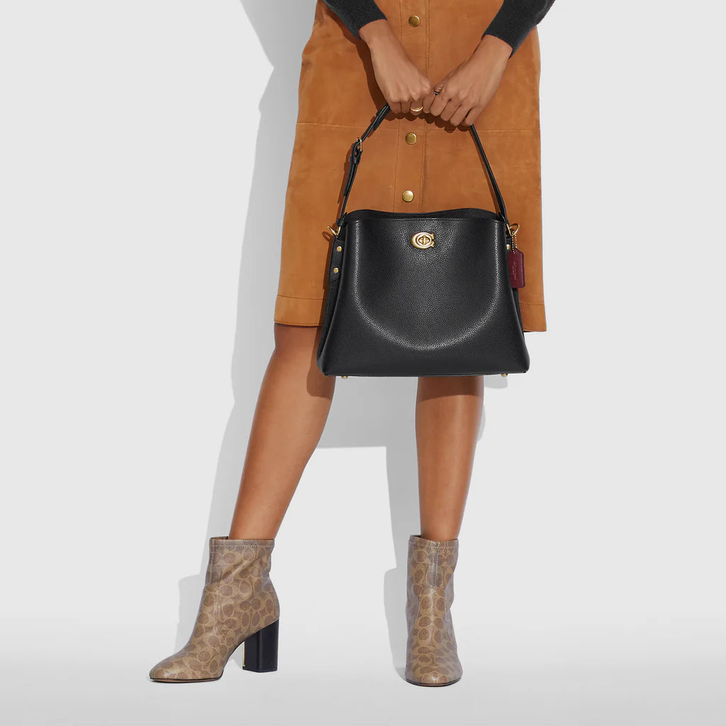 Coach Willow Shoulder Bag Leather Black - Image 5
