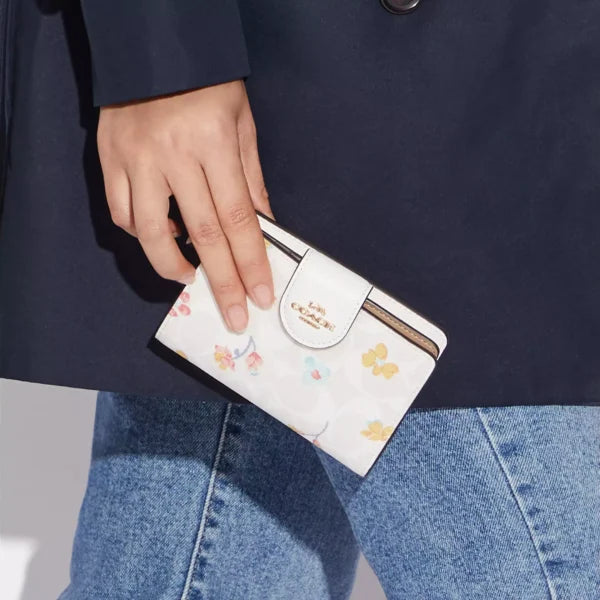 Coach Medium Corner Zip Wallet In Signature Canvas With Mystical Floral Print - Image 4