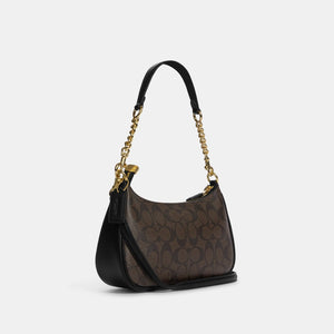 Coach Teri Shoulder Bag In Signature Canvas Brown Black - Image 2