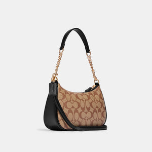 Coach Teri Shoulder Bag In Signature Canvas Khaki Black - Image 2