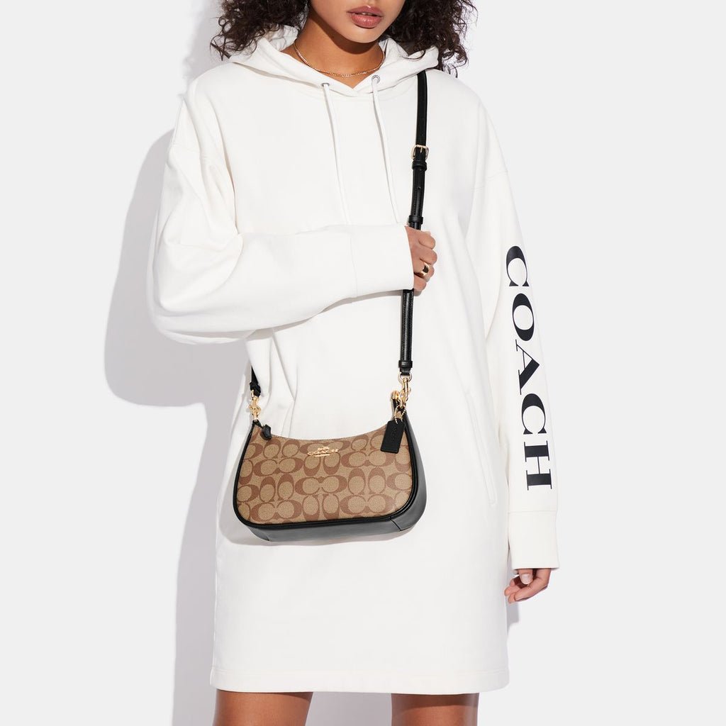 Coach Teri Shoulder Bag In Signature Canvas Khaki Black - Image 4