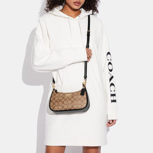Coach Teri Shoulder Bag In Signature Canvas Khaki Black - Image 4