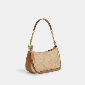 Coach Teri Shoulder Bag In Signature Canvas Khaki Saddle - Image 2