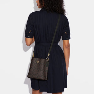 Coach Mollie Bucket Bag 22 In Signature Canvas Brown Black - Image 4