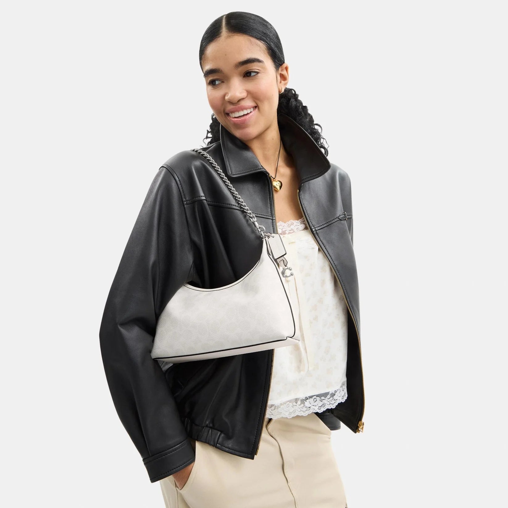 Coach Juliet Shoulder Bag 25 In Signature Canvas White Chalk - Image 3
