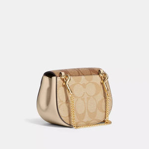 Coach Morgan Card Case On A Chain In Blocked Signature Canvas Light Khaki Ivory - Image 2