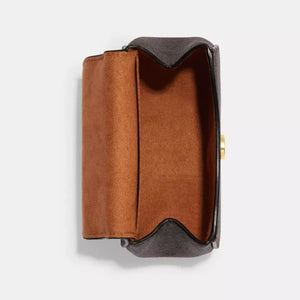 Coach Morgan Card Case On A Chain In Blocked Signature Canvas Walnut Black - Image 3