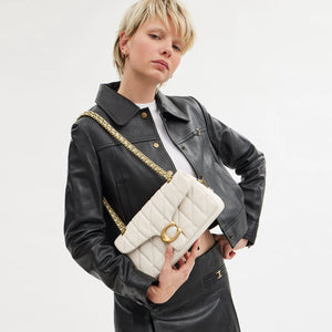 Tabby Shoulder Bag 26 With Quilting Chalk Gold - Image 7