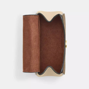 Coach Morgan Card Case On A Chain In Blocked Signature Canvas Light Khaki Redwood - Image 3