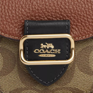 Coach Morgan Card Case On A Chain In Blocked Signature Canvas Light Khaki Redwood - Image 4