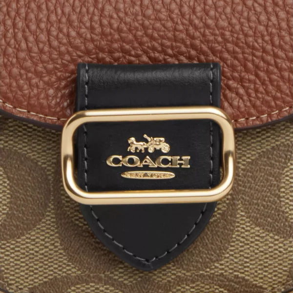 Coach Morgan Card Case On A Chain In Blocked Signature Canvas Light Khaki Redwood - Image 4