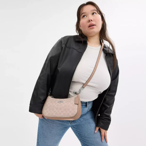 Coach Teri Shoulder Bag In Signature Canvas Sand Taupe - Image 3