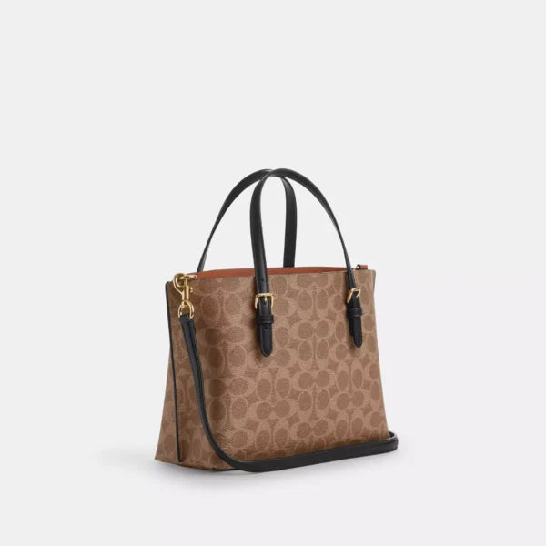 Coach Mollie Tote Bag 25 In Signature Canvas Tan Black - Image 4
