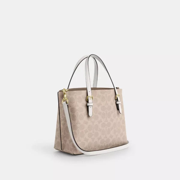 Coach Mollie Tote Bag 25 In Signature Canvas Sand Chalk - Image 4